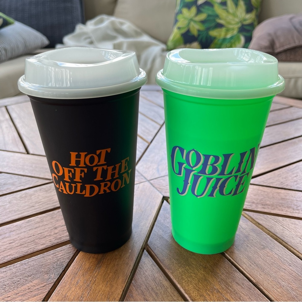 Starbucks Halloween Collection Tumblers with glow in the dark lids NEW